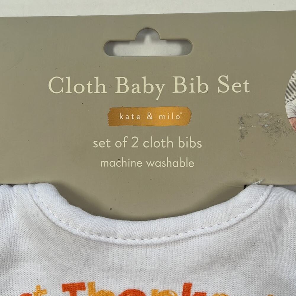 Kate & Milo "My First Thanksgiving" "Cutie Pie" Cloth Baby Bibs Set of 2 - Picture 2 of 7